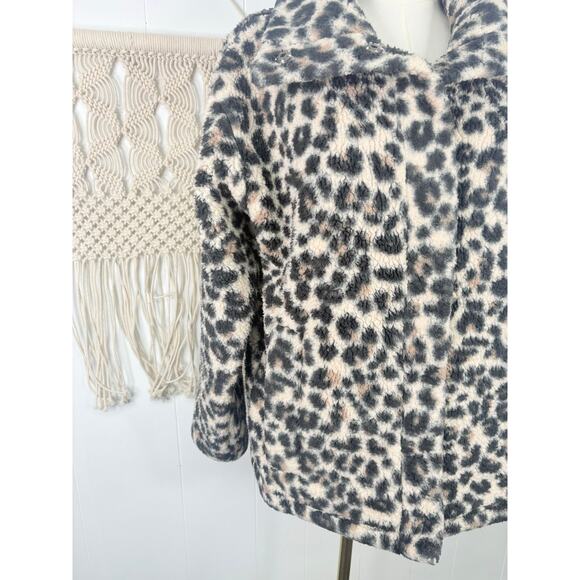 Billabong Cozy Days Leopard Print Sherpa Jacket Womens Small Fleece Teddy Coat - Picture 5 of 10